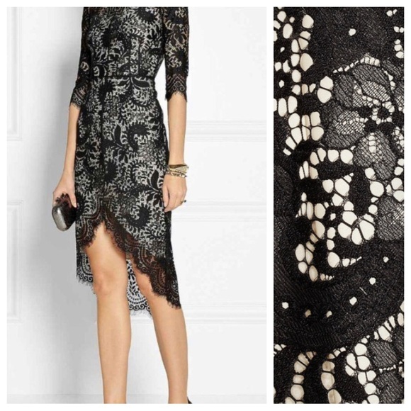 NWT. LOVER Black Lace Horizon Lace Dress with Visible Ecru Lining. Size 10. - Picture 3 of 12